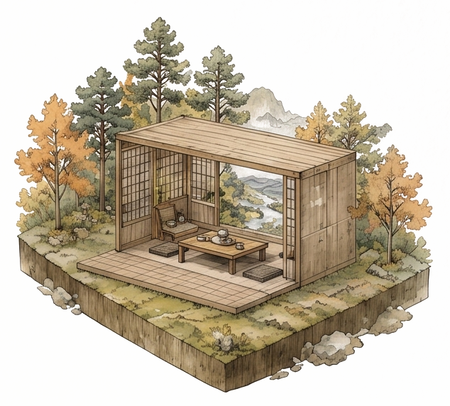 Isometric tea house